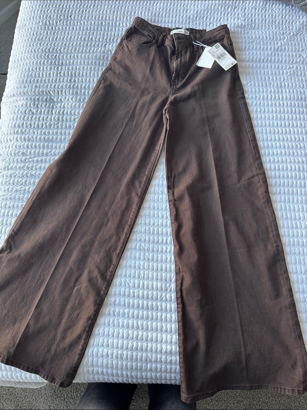 Womens Wide-Leg Pants in Dark Brown